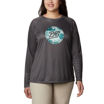 Columbia Sweater Dames, PFG Tidal Printed Medallion Long Sleeve Plus Size Grijs Mintgroen, 97BVHDTLG